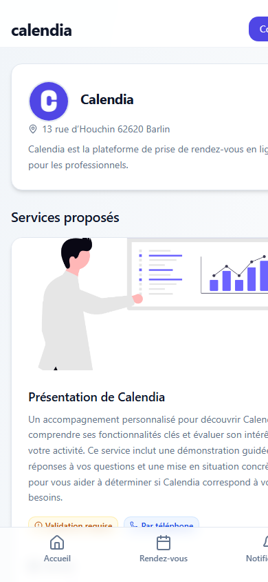 Capture mobile du parcours Calendia pour officiants de cérémonie laïque